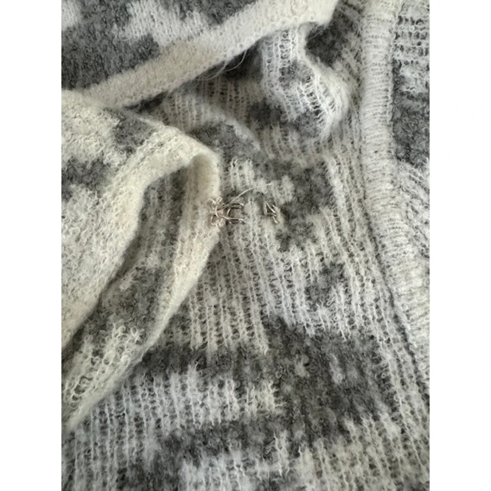 Prana Gray Patterned Cowl Neck Long Sleeve Knit Sweater‎ Women's - Size M